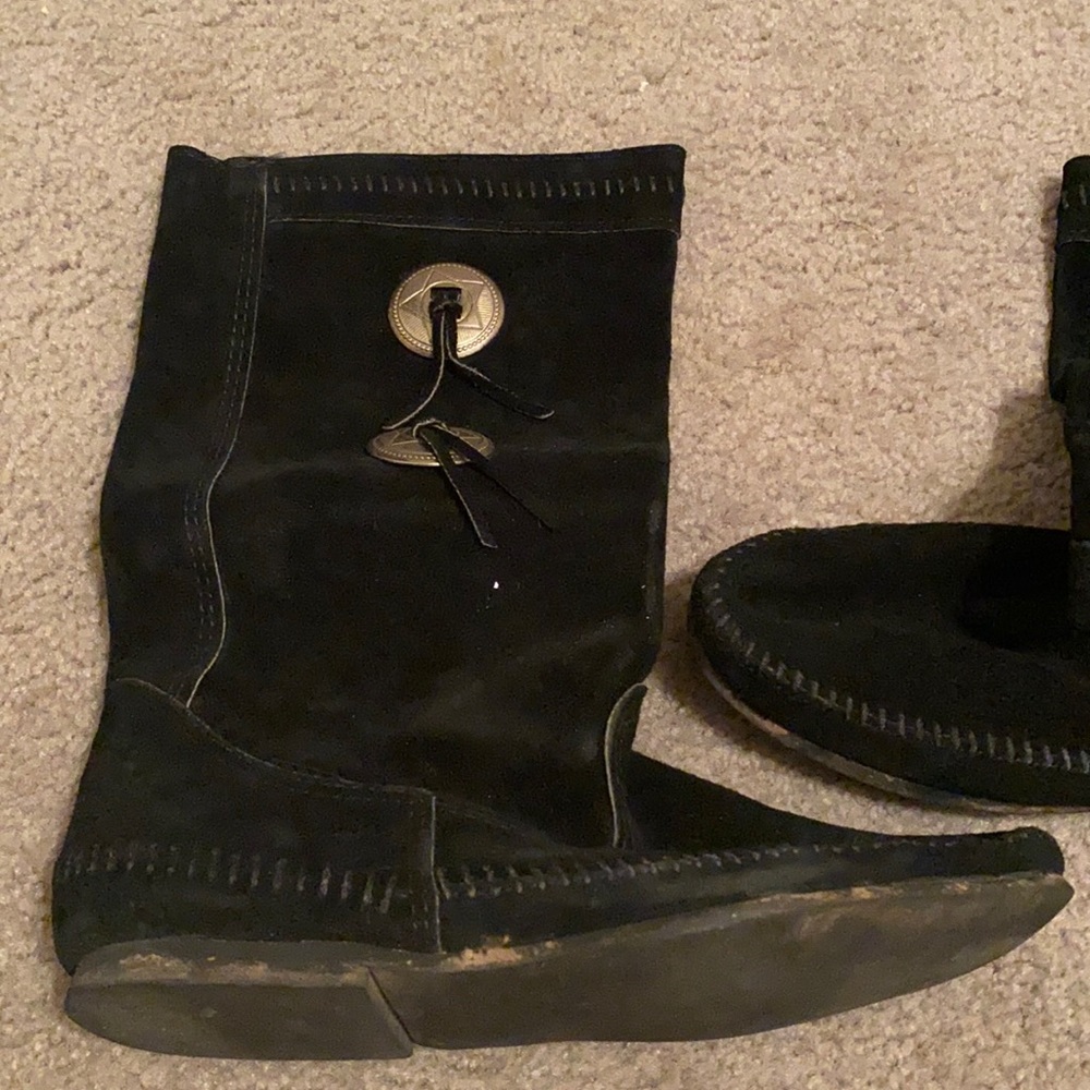 Leather moccasin boots